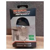 Shock Doctor Youth Compression Shorts with Protective Cups White: Apparel for Sports