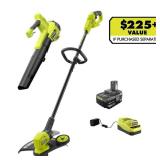 ONE+ 18V Cordless Battery String Trimmer/Edger and Jet Fan Blower Combo Kit (2-Tools) with 4.0 Ah Battery and Charger - Retail: $219