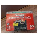 Ultrasac - Extra Heavy Duty Contractor Bags  42 Gallon  3 Mil  32  X 47  Black 50 Count