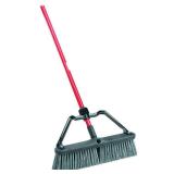 LIBMAN 826 Push Broom with Hard Polymer Support Brace, 18", Heavy-Duty Bristles, Recycled Steel Handle