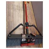 LIBMAN 826 Push Broom with Hard Polymer Support Brace, 18", Heavy-Duty Bristles, Recycled Steel Handle