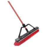 Libman High Power Push Broom with Squeegee and Steel Handle  Red and Black 24