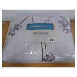 Comfort Spaces King Size Quilt Set  3-Piece Floral Coverlet Set  Lightweight Summer Bedspreads  Gray/Purple - Retail: $50