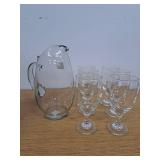 Libbey Carolina Entertaining Set with 6 Goblet Glasses and Pitcher - Retail: $51