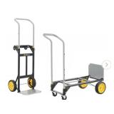Gorilla 400 lbs. Convertible Steel Hand Truck, Simple Flatbed Conversion; Wide Grip Telescoping Handle, Flat-Free Tires - Retail: $144