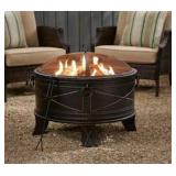 Hampton Bay Quadripod 28.20 in. W Antique Bronze Steel Wood Outdoor Fire Pit (See Details)- Retail: $80