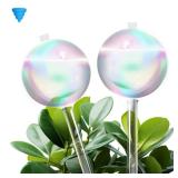 Aabberson 2 Pack Iridescent Glass Self-Watering Globes - Plant Watering Devices Automatic Plant Watering Globes for Indoor & Outdoor Plants Vacation Watering System, Top Water Injection Design.