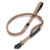 TINMARDA Dog Leashes for Medium Large Dogs Heavy Duty, 4-6FT Shock Absorbing No Pull Dog Leash with Advanced Easy Metal Clip, 2 Comfortable Padded Handles (Coyote Brown)