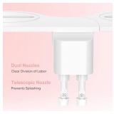 Ultra-Slim Bidet Attachment, Posterior&Feminine Wash-(Retractable Dual Nozzles), Non-Electric Bidet Attachment for Toilet Seat, Adjustable Fresh Cold Water Pressure, Stainless Steel Inlet (White)