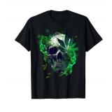 Marijuana Skull Smoke Weed Cannabis 420 Pot Leaf Sugar Skull T-Shirt XL