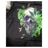 Marijuana Skull Smoke Weed Cannabis 420 Pot Leaf Sugar Skull T-Shirt XL