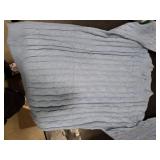 Esobo Womens Long Sleeve Mock Neck Casual Loose Stretch Cable Knit Sweater Pullover Tops (Blue,Large)