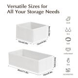 DIMJ Drawer Organizers Clothes, Set of 12 Dresser Organizer Bins, Fabric Closet Organizers and Storage, Shallow Drawer Dividers for Nursery, Clothing, Baby Clothes, Socks, Underwears, Tie (White)