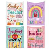 VitalCozy 4 Pack Teacher Throw Blankets Soft Fleece Couch Blankets Christmas Appreciation Gift for Teachers Educators Tutors Office Decor, 40