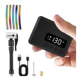 Mini Bike Pump 130PSI, Portable Bicycle Tire Pump with Pressure Gauge, Fast 30S Inflation for MTB/Road/E-Bike, Works with Presta & Schrader Valves, Includes Reflective Stickers