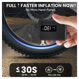 Mini Bike Pump 130PSI, Portable Bicycle Tire Pump with Pressure Gauge, Fast 30S Inflation for MTB/Road/E-Bike, Works with Presta & Schrader Valves, Includes Reflective Stickers