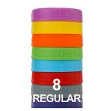 AOZITA 8 Pack REGULAR Mouth Mason Jar Lids for Ball, Kerr and More - Colored Plastic Storage Caps for Mason/Canning Jars - Leak-Proof, Dishwasher Safe & Food Grade