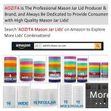 AOZITA 8 Pack REGULAR Mouth Mason Jar Lids for Ball, Kerr and More - Colored Plastic Storage Caps for Mason/Canning Jars - Leak-Proof, Dishwasher Safe & Food Grade