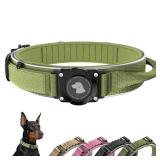 2025 New and Improved AirTag Dog Collar, Military Tactical Dog Collar with AirTag Holder - Adjustable Control Handle, Durable Metal Buckle, Comfortable GPS Dog Collars(XL,ArmyGreen)