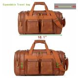 Vegan Leather Travel Duffel Weekender Bag Carry on Overnight Bag Sports Duffel bag For men and Women HB-21 (Brown)