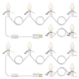SURAIELEC Accessory Cord with 6 LED Light Bulbs, Christmas Village Lights Replacement, C7 Light Cord with Switch for Snow Village House, Holiday Craft Decorations, UL Listed, Set of 2