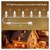 SURAIELEC Accessory Cord with 6 LED Light Bulbs, Christmas Village Lights Replacement, C7 Light Cord with Switch for Snow Village House, Holiday Craft Decorations, UL Listed, Set of 2