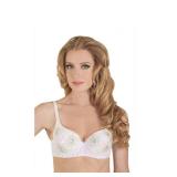 Arsimus Beaded Flower Sequin Festival Adjustable Push-Up Bra (White, S/M)