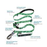 Hotsky Tactical Dog Leash Heavy Duty for Medium Large Dogs That Pull,4-6Ft Strong Bungee Shock Absorbing No Pull Dog Leash with Padded Double Handle and Car Seatbelt,Leaves