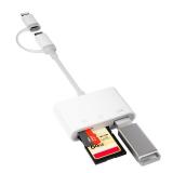 USB C to SD Card Reader for iPhone 15/16/17, Dual Connector (Lightning&USB-C) Lightning SD Card Reader for iPhone USB Adapter OTG Type C Memory Card Reader, Camera Viewer for iPhone 14/13/8/7