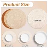 Billbotk Round Woven Placemats Set of 4, 13 Inches Kitchen Table Place Mats for Dining Table, Trivets for Hot Pots and Pans, Boho Table Setting Decor, Fall Decorations for Home