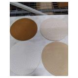 Billbotk Round Woven Placemats Set of 4, 13 Inches Kitchen Table Place Mats for Dining Table, Trivets for Hot Pots and Pans, Boho Table Setting Decor, Fall Decorations for Home