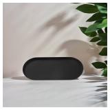 Silicone Vanity Tray - Oval Bathroom & Sink Tray (8.66x3.94 Inch) Dishwasher Safe Jewelry Organizer for for Bathroom, Desk, Vanity, and Cosmetics (Black) USED