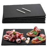 Hacaroa 6 Pieces Slate Cheese Board, 12 x 8 Black Charcuterie Boards Natural Slate Stone Plate Tray, Gourmet Serving Platter for Meats, Fruits, Parties, Appetizers