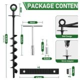 Ciyivak Ground Anchors Screw in - Heavy Duty Trampoline Anchors/Stakes for High Wind, 4 Pack Earth Anchor Kit with Straps and Wrenches for Swing Set, Trampolines, Shed, Mobile Home, Carport, Gazebo