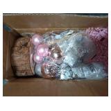 Small Mini Christmas Tree Pink with 50 LED Lghts 24 Inch /2FT Tabletop Artificial Christmas Tree Decorated Gift Boxes and Hanging Ornaments for DIY Christmas Decoration