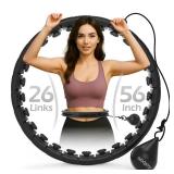JLoibao Weighted Hula Circle with 26/32 Links(56-66 Inch) for Adults Weight Loss, Infinity Fitness Hoop Plus Size, for Women Smart Exercise Equipment