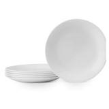 Corelle Vitrelle 6-Piece Salad Plates Set Triple Layer Glass and Chip Resistant, 8-1/2-Inch Lightweight Round Plates, Winter Frost White