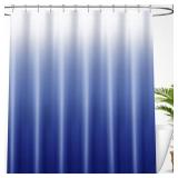 OLANLY Luxury Royal Blue and White Ombre Shower Curtain, Waterproof and Washable Decorative Shower Curtains for Bathroom, 72x72 Inches