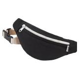 amokk Canvas Fanny Pack for Kids Crossbody Waist Bag for Unisex Toddler Boys Girls (Black)