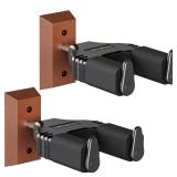 Hard Wood Base Guitar Hook Auto Locking for Acoustic, Classical, Electric, Bass Guitars, Ukuleles - Pack of 2 NO HARDWARE
