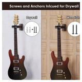 Hard Wood Base Guitar Hook Auto Locking for Acoustic, Classical, Electric, Bass Guitars, Ukuleles - Pack of 2 NO HARDWARE