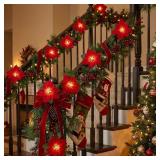 Christmas Red Flower String Lights Plug in, 8.5Ft Red Christmas Decorations Lights Outdoor with 10 LED Flowers Lights, Hanging Flowers Fariy String Lights for Holiday Party Window Home Birthday Decor