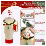 3tyto 12Pcs Christmas Stanley Cup Accessories Set Including Light Up Christmas Garland, Straw Toppers, Silicone Boot, Water Bottle Charm for Stanley Tumbler 40oz&30oz