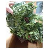 Christmas Garland Prelighted 9ft with 50 Lights, Christmas Decor with 50 Light Pine Cone Red Berries Timer for Mantle Staircase Indoor and Outdoor