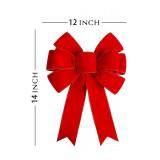 Satenwie 3 Packs Red Christmas Bows Large Velvet Bow for Wreaths, Tree, Outside Decorating, Outdoor (12 * 14 inch)