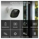 Chamberlain myQ Outdoor Battery Camera | 2K Camera, Color Night Vision, Spotlight, Motion Alerts, Live View with Two-Way Talk, Wireless, Weather-Resistant, Outdoor, White