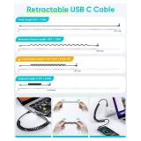 SUNGUY Right Angle Coiled USB C Cable 5FT [Comfortable Length: 1.3-3.3FT], 2Pack 90 Degree USB-A to USB-C Cable Android Auto Carplay, Type C Cord for iPhone 17 16 15 Pro Max, Galaxy S25 S24 Ultra