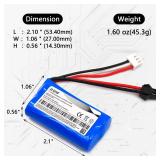 elxjarpower (4-Pack) 7.4V 800mAh Rechargeable Li-ion Battery with SM-2P Plug and USB Charger for Skytech H101 H103 H105 RC Boat MN D90 D91 MN99 MN99S C34 B24 D12 AKM-47 1085-1088 8801 8005-8008