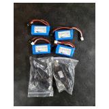 elxjarpower (4-Pack) 7.4V 800mAh Rechargeable Li-ion Battery with SM-2P Plug and USB Charger for Skytech H101 H103 H105 RC Boat MN D90 D91 MN99 MN99S C34 B24 D12 AKM-47 1085-1088 8801 8005-8008