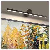 ZitoStory Battery Operated Picture Light with Remote,Wireless Dimmable Art Lights for Paintings Rechargeable Gallery Light Artwork Lighting for Canvas, Portrait (Black,15.35